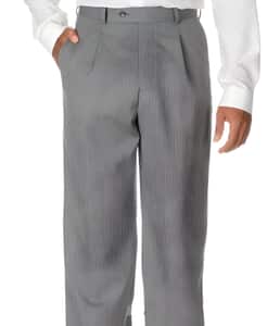 MENS 100% WOOL SUSPENDER BUTTONS PLEATED GRAY DRESS PANTS SIZE 38X26
