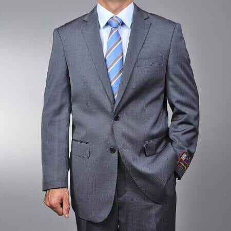 Grey Double Side Vent Teak Weave Pattern Two buttons Suit - SKU: ID#TE5963