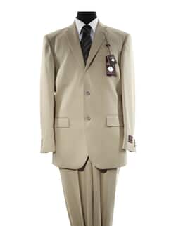 Button Solid Beige Suit