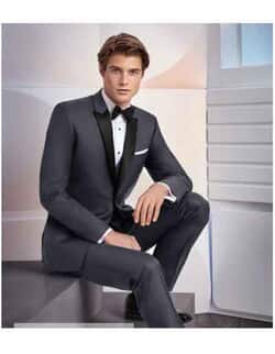 Black Satin Grey Suit