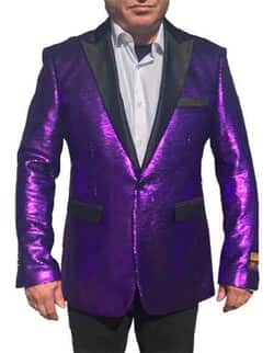 Button Purple Blazer Suit
