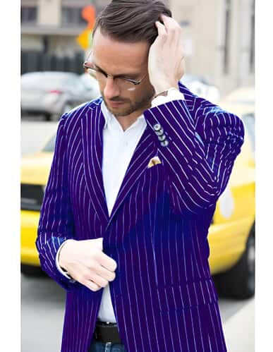 Louis Vuitton Navy Blue Striped Wool Tweed Button Front Blazer M